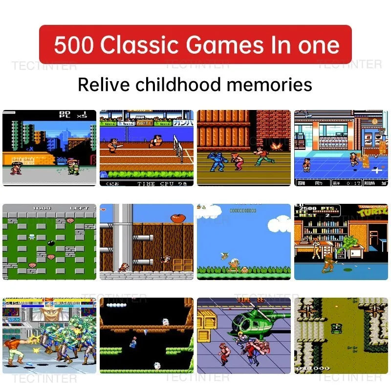 Mini consola de videojuegos de 8 bits integrada en 500 juegos, consola portátil Retro, mando de juegos, salida AV para niños, regalo, Game Boy