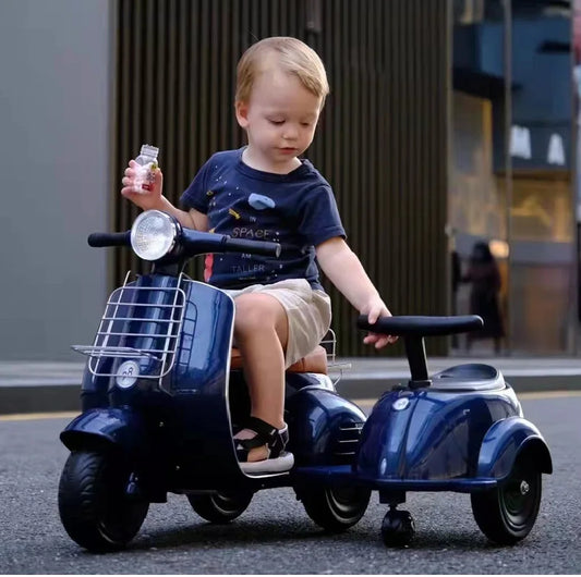 Coche eléctrico para niños, triciclo para bebés, juguete con Control remoto recargable, música, motocicleta eléctrica doble para niños