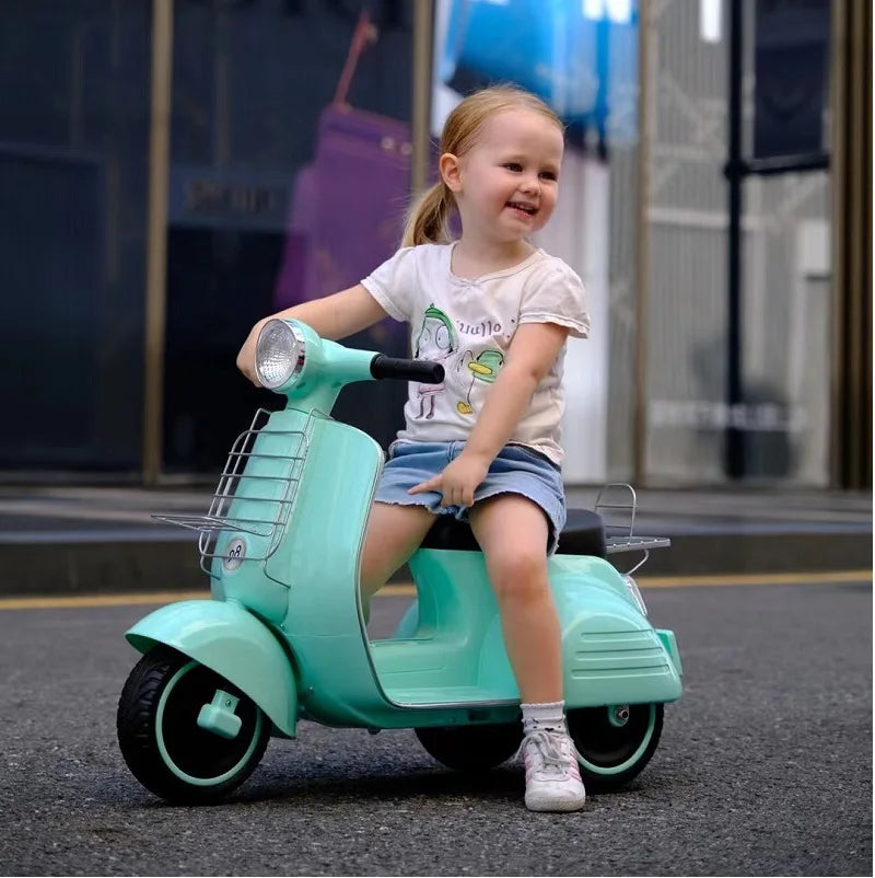 Coche eléctrico para niños, triciclo para bebés, juguete con Control remoto recargable, música, motocicleta eléctrica doble para niños