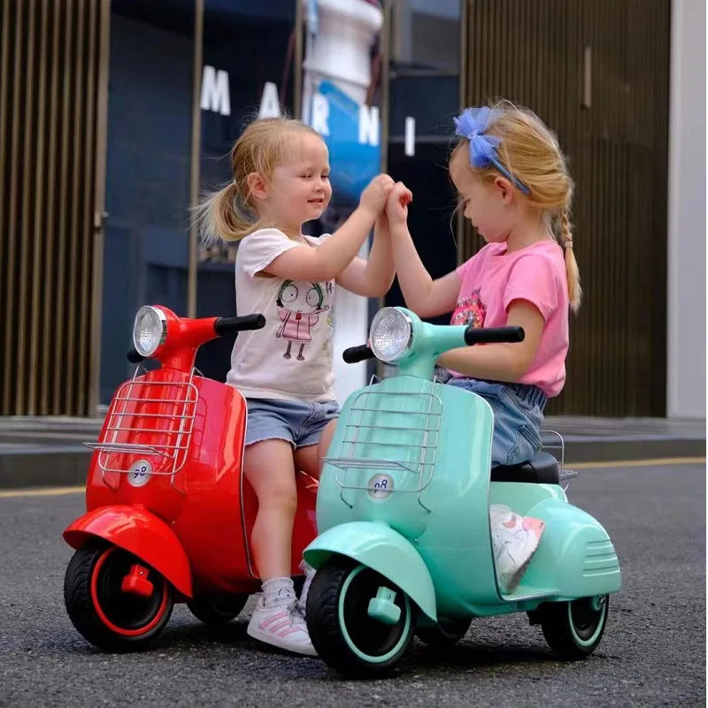 Coche eléctrico para niños, triciclo para bebés, juguete con Control remoto recargable, música, motocicleta eléctrica doble para niños